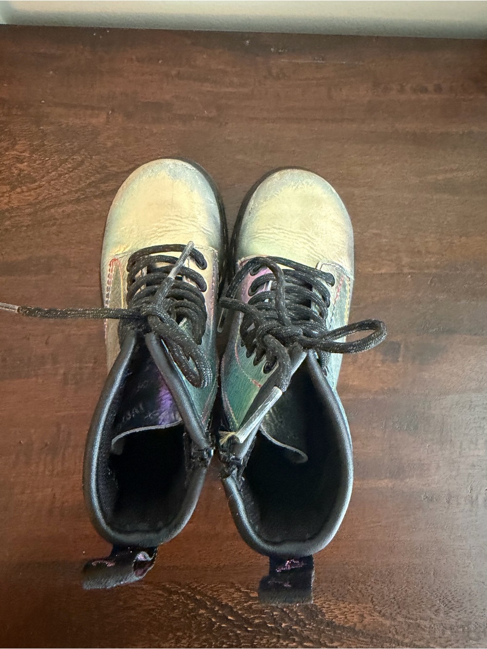 Dr. Martens Junior 1460 Rainbow Leather Lace Up Boots - Picture 3 of 12